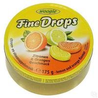 Fine Drops Woogie леденцы со вкусом цитрусовых апельсина лимона 175г
